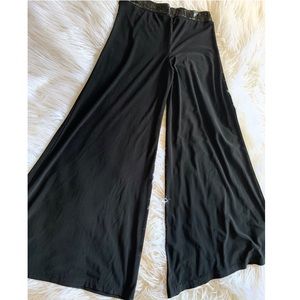 Black Lycra Wide leg Dressy Pant wt Sequin detail